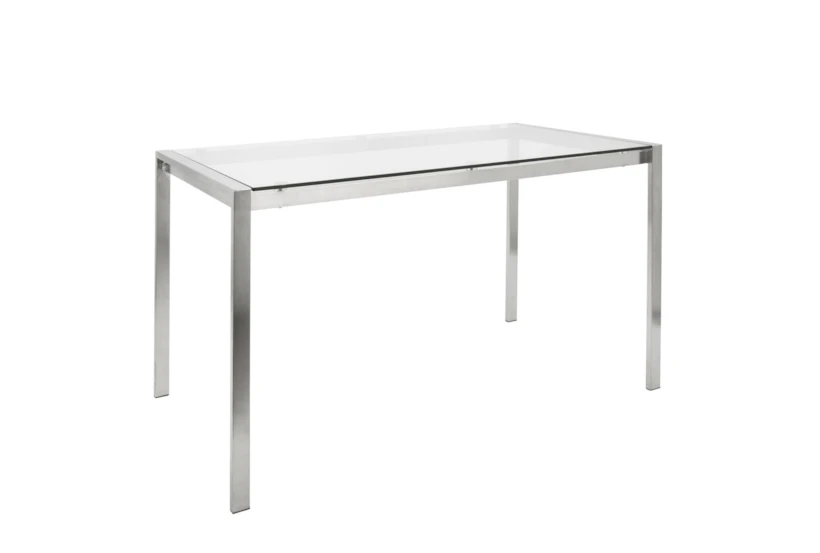 Ian Clear Glass 48" Rectangular Stainless Steel Dining Table - 360