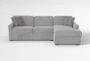Aspen Sterling Foam Grey Performance Fabric Modular 93" Fabric Reversible Sofa Chaise W/Storage Ottoman