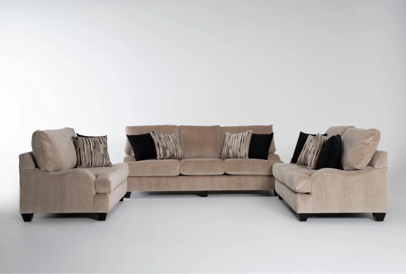 Sierra Foam IV Chenille 95" Fabric Sofa/Loveseat/Oversized Chair Set - 360