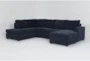 Bonaterra Midnight Blue Fabric 127" 2 Piece U-Shaped Sectional with Right Arm Facing Queen Memory Foam Sleeper Sofa Bed Chaise & Left Arm Facing Corner Chaise - Signature