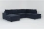 Bonaterra Midnight Blue Fabric 127" 2 Piece U-Shaped Sectional with Left Arm Facing Queen Memory Foam Sleeper Sofa Bed Chaise & Right Arm Facing Corner Chaise - Signature