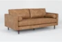 Lukas Caramel Brown Faux Leather 83" Sofa - Side