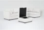 Solimar Sand White Fabric 6 Piece Modular L-Shaped Sectional with 2 Corners, 3 Armless Chairs & Storage Ottoman - Side