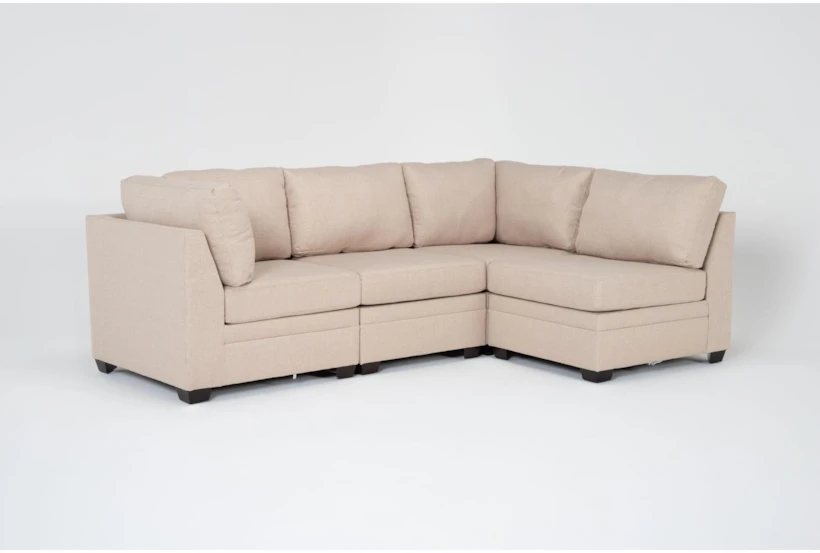 Solimar Flax Beige Fabric 4 Piece Modular L-Shaped Sectional with 2 Corners & 2 Armless Chairs - 360