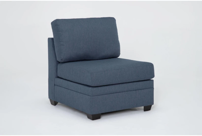 Solimar Denim Blue Fabric Modular Armless Chair - 360