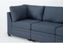 Solimar Denim Blue Fabric 7 Piece Modular L-Shaped Sectional with 3 Corners, 3 Armless Chairs & Storage Ottoman - Detail