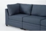 Solimar Denim Blue Fabric 6 Piece Modular L-Shaped Sectional with 2 Corners, 3 Armless Chairs & Storage Ottoman - Detail