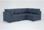 Solimar Denim Blue Fabric 4 Piece Modular L-Shaped Sectional with 2 Corners & 2 Armless Chairs - Signature