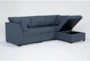 Solimar Denim Blue Fabric 4 Piece Modular Sofa & Storage Ottoman - Side