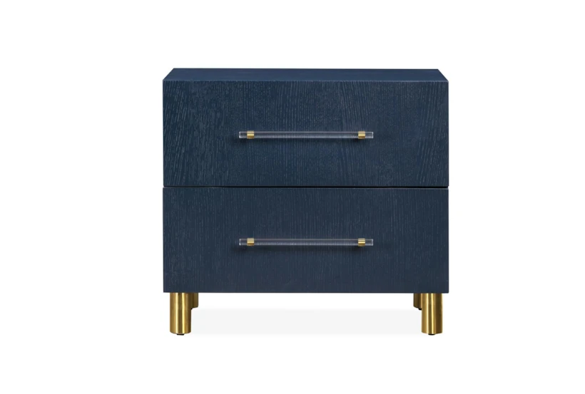 Auggie Navy 24" 2-Drawer Nightstand With USB - 360