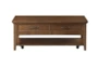 Leanor Brown Rectangle Coffee Table With Wheels + Storage Drawers - Front