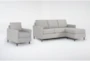 Santana Dove Grey Fabric Modern 2 Piece Sofa with Reversible Chaise & Arm Chair - Signature