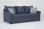 Jaylen Indigo Blue Fabric 85" Sofa - Side