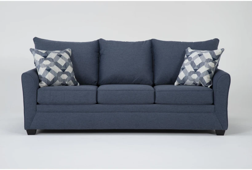 Jaylen Indigo Blue Fabric 85" Sofa - 360