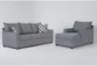 Jaylen Cement Grey Fabric 85" Sofa & Chaise Set - Signature