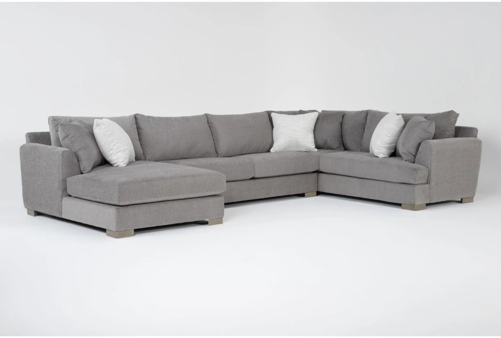 Pierson Grey Chenille Fabric 3 Piece Sectional With Left Arm Facing Chaise