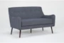 Kaycee Denim Blue Fabric Modern Sofa Settee - Side