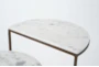 Brown Metal Base + White Marble Top Nesting End Table Set Of 2 - Detail