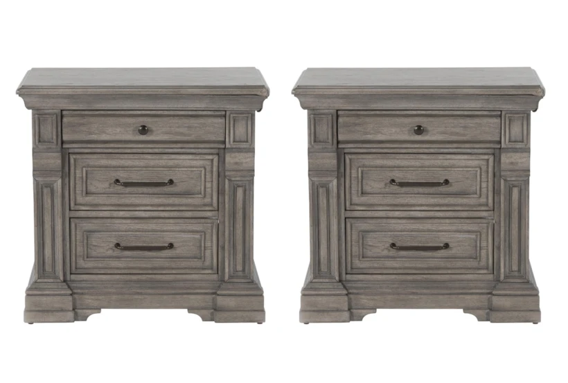 Adriana Grey 3-Drawer Nightstand Set Of 2 - 360