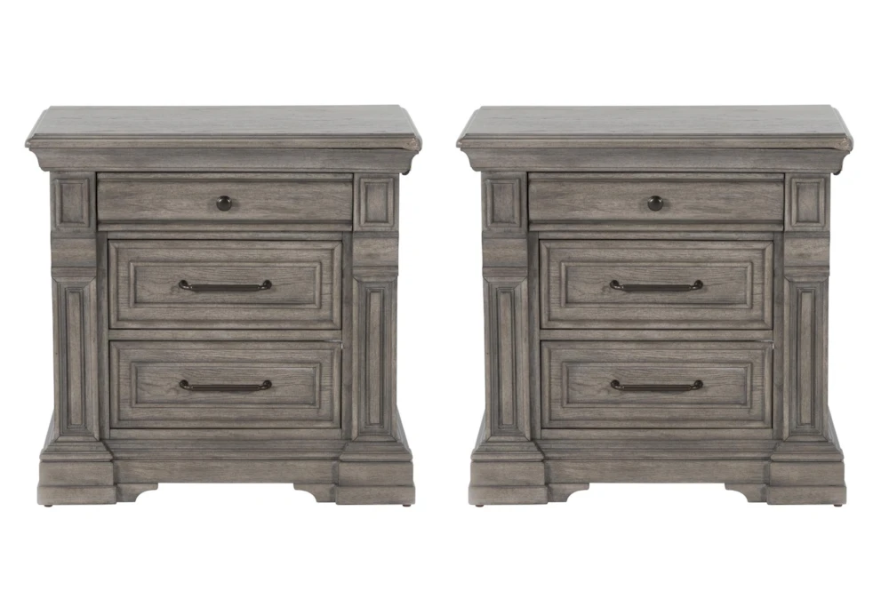 Adriana Grey 3-Drawer Nightstand Set Of 2