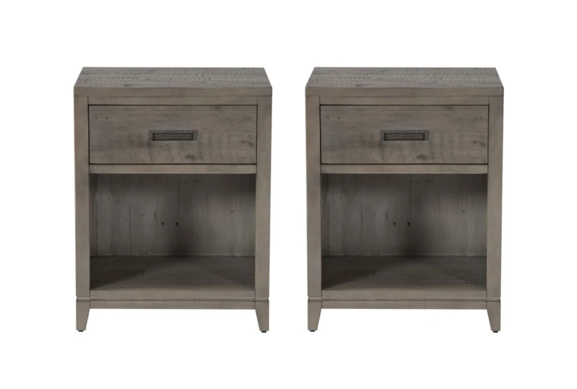 Corina Grey 1-Drawer Nightstand With USB Set Of 2 - 360