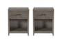 Corina Grey 1-Drawer Nightstand With USB Set Of 2 - Signature