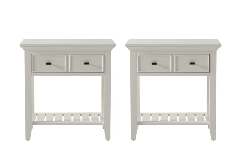 Presby White 1-Drawer Open Nightstand With USB Set Of 2 - 360