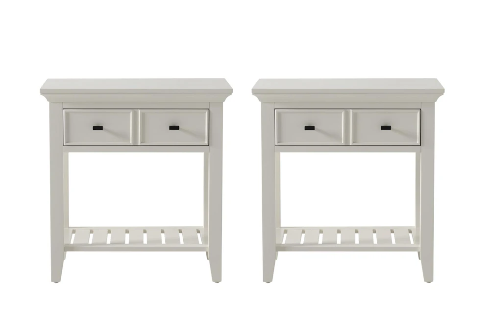 Presby White 1-Drawer Open Nightstand With USB Set Of 2