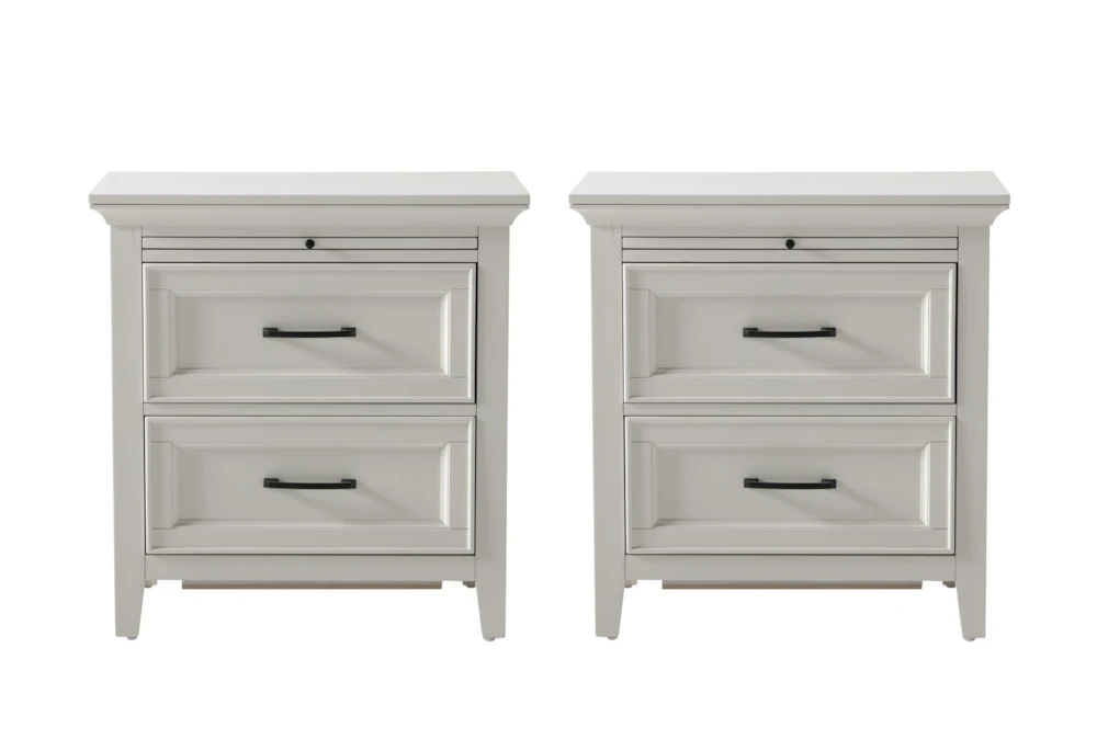 Presby White 2-Drawer Nightstand With USB Set Of 2