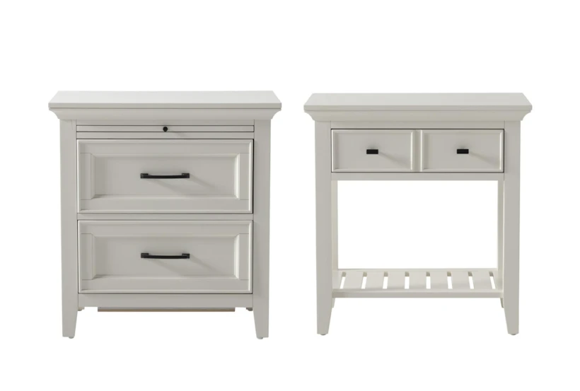 Presby White 2-Drawer & Open Nightstand With USB Set Of 2 - 360