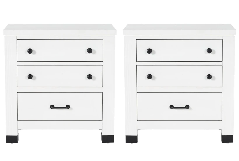 Wade White 3-Drawer Nightstand With USB Set Of 2 - 360