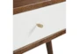 Romy Brown + White 48" Mid Century Modern Style Writing Desk With 3 Drawer Storage - Detail