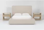 Porto Queen Upholstered Storage 3 Piece Bedroom Set With 2 Voyage Natural 1 Drawer Nightstands By Nate Berkus + Jeremiah Brent - Signature