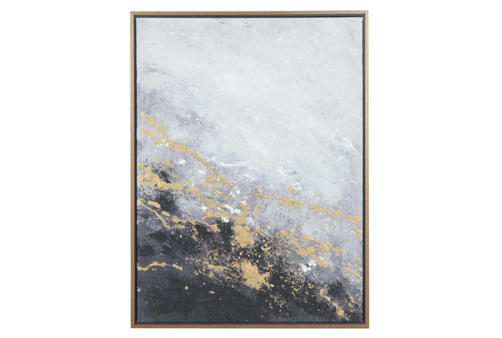 30X40 Abstract Black + Gold II With Gold Frame