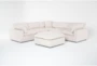 Zone Cream White Fabric 6 Piece Modular L-Shaped Sectional with 3 Corners, 2 Armless Chairs & Ottoman - Signature