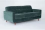 Allie Midnight Jade Green Fabric 79" Queen Memory Foam Sleeper Sofa Bed - Side