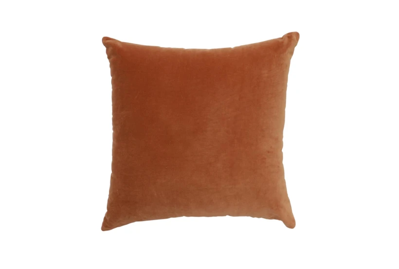 22X22 Orange Cotton Velvet Square Throw Pillow - 360