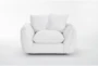 Sanctuary White Fabric Teddybear Swivel Cuddler Chair - Front