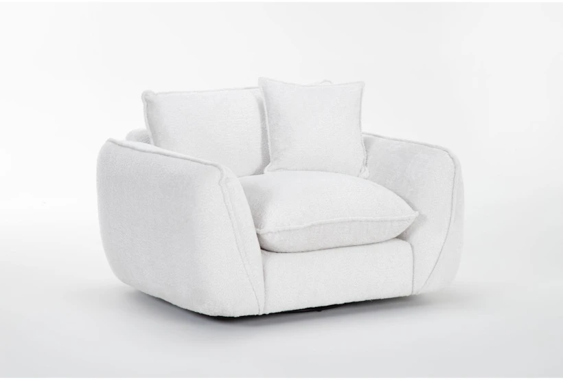 Sanctuary White Fabric Teddybear Swivel Cuddler Chair - 360