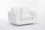 Sanctuary White Fabric Teddybear Swivel Cuddler Chair - Signature
