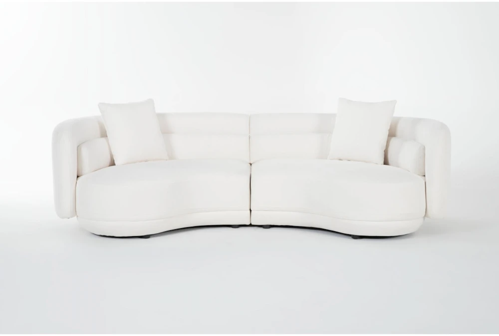 Formosa White Fabric 103" 2 Piece Curved Sofa