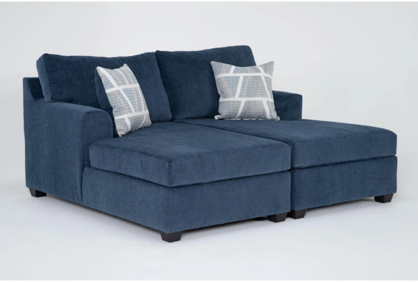 Colby Navy Blue Fabric Double Chaise Lounge - 360