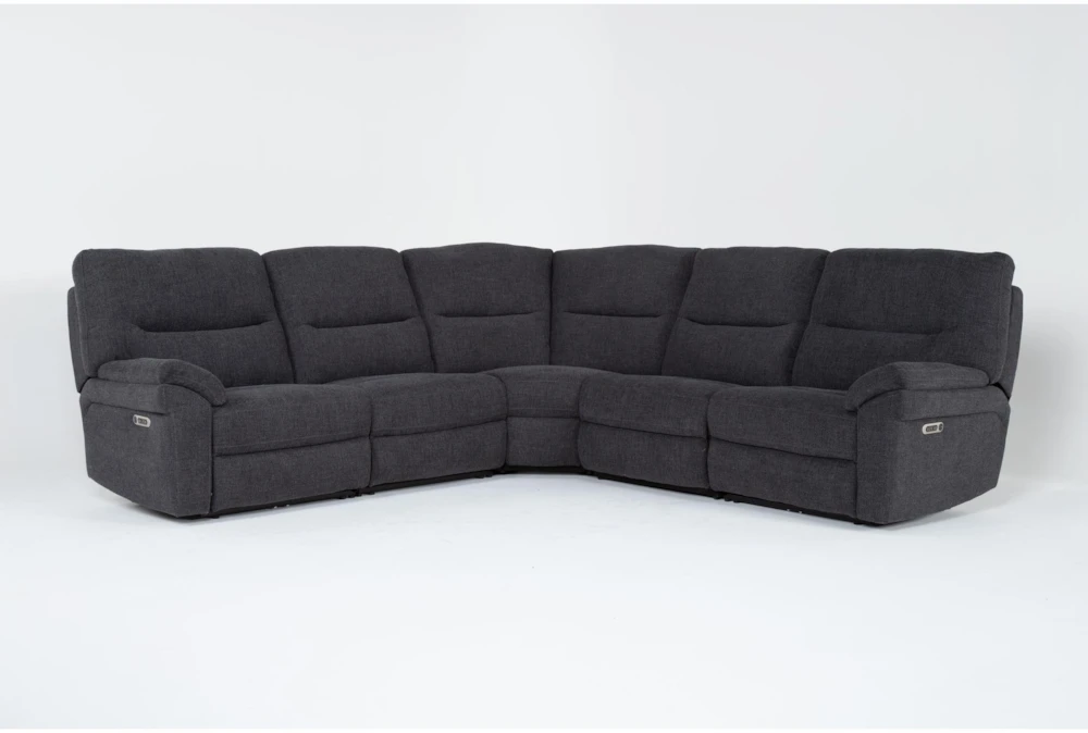Anderson Grey 5 Piece Power Reclining Modular Sectional with 2 Armless Chairs, Power Headrest & USB