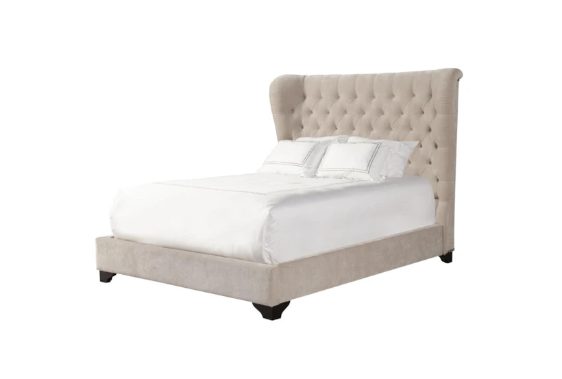 Cailey Beige King Upholstered Panel Bed - 360