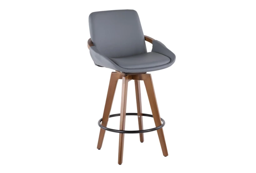 Cosmic Grey Faux Leather Swivel Counter Height Stool - 360