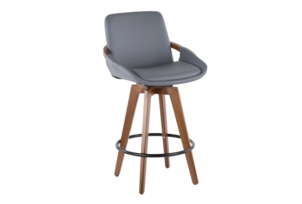 Cosmic Grey Faux Leather Swivel Counter Height Stool