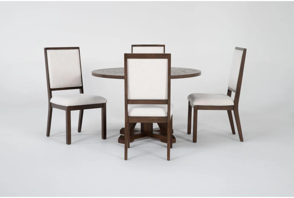 Kailani 48" Round Dining With Side Chair Set For 4