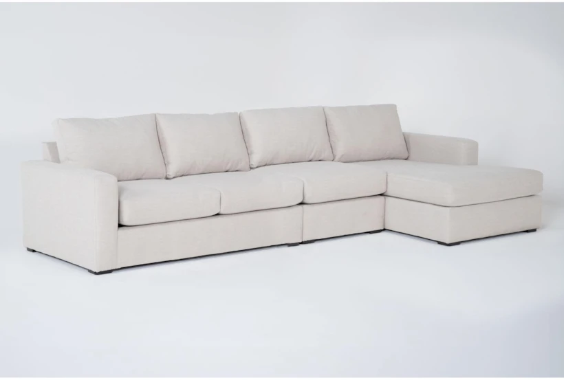 Araceli II Sand Beige Fabric Modular 138" 3 Piece Sectional with Right Arm Facing Chaise - 360