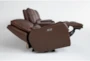Montana Brown Leather 5 Piece Power Zero Gravity Reclining Modular Home Theater Sectional with Power Headrest, Wireless Charging, Storage, Pop Out Cupholders & USB - Detail