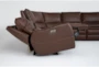Montana Brown Leather 5 Piece Power Zero Gravity Reclining Modular Home Theater Sectional with Power Headrest, Wireless Charging, Storage, Pop Out Cupholders & USB - Detail